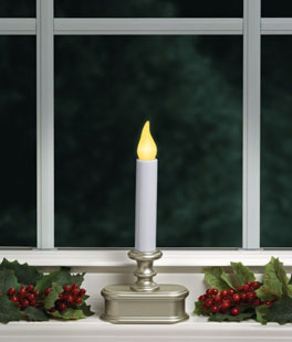 Battery Operated Window Candle Pewter - Automatic Dusk to Dawn