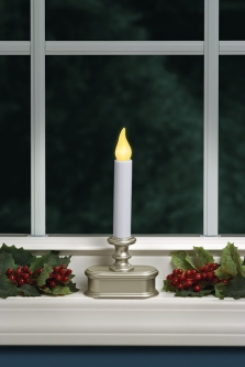 Battery Operated Window Candle Pewter - Automatic Dusk to Dawn