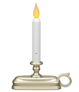 Dual Color Window Candle Amber / Warm White - Pewter
