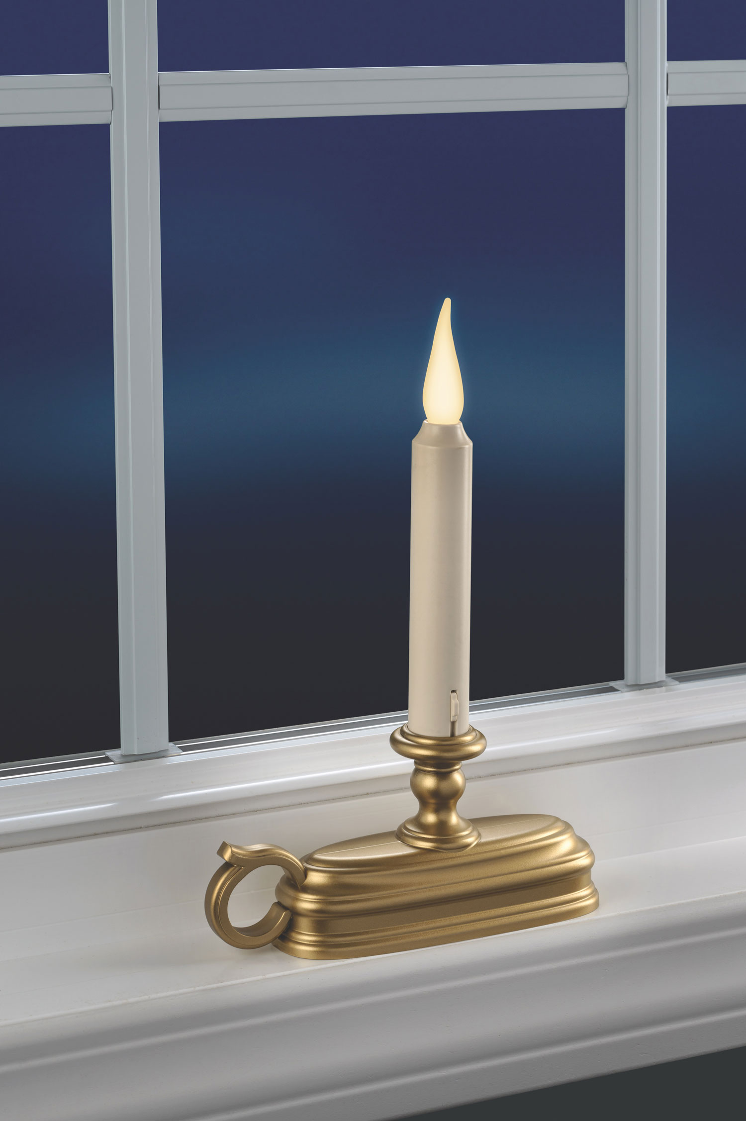 Xodus Innovations FPC1625P Battery Window Candle New Dynamic Flicker Warm White Flame Sensor on Timer Off (Silver-Single)
