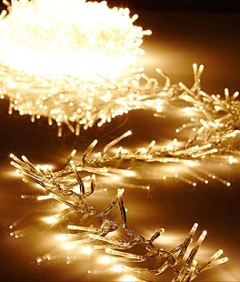 19.6 Foot Christmas Cluster Lights with 600 Warm White LED Garland - Clear Wire - Remote Control RAZ
