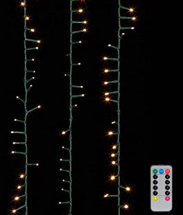 250 Foot Christmas Garland Lights with 3500 Warm White LED RAZ IMPORTS - Green Wire - Remote Control