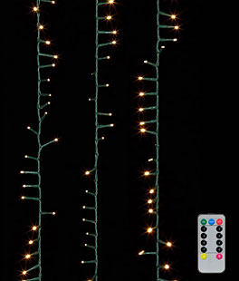 123 Foot Christmas Garland Lights with 1700 Warm White LED Garland - Green Wire - Remote Control