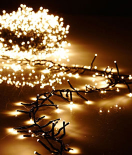 Battery Operated Cluster Lights 15 Foot Garland - 120 Warm White LED's on Green Wire with Remote RAZ