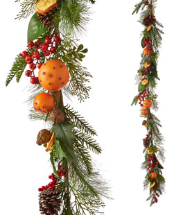 6 Foot Holiday Spice Garland - Oranges, Berries and Greenery