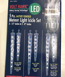 Meteor Light Icicle 5 Lights - 6 Hour Timer Battery Operated