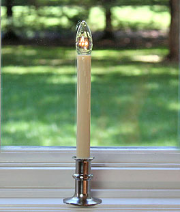 Ultra Bright Adjustable LED Cordless Window Candle Dual Sided Bulb - Timer - Brush Nickel Finish