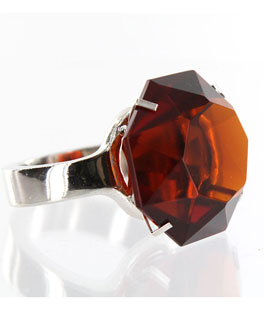 Glass Diamond Ring w/ Silver Band - Napkin Ring