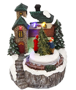 Lighted Holiday Moving Village 5.5 Inch - Tree