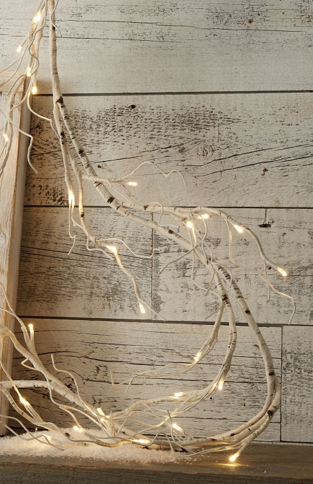 6 Foot Birch Wrapped Led Lighted Garland 48 Warm White Led S