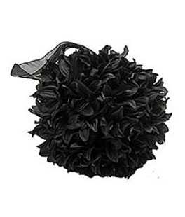 Silk Flower Pomander Ball Black 6 Inch - Organza Ribbon