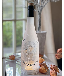 Halloween Bottle Of Boos Lighted Water Wine Bottle With Swirling Glitter - NEW 2024