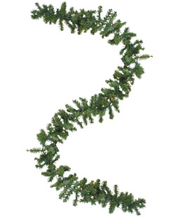 9 Foot Pre-Lit Canadian Pine Artificial Christmas Garland, 50 Clear Lights