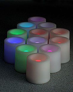Tall Tea Lights - With Recessed Color Changing LED - Super Bright Set of 12