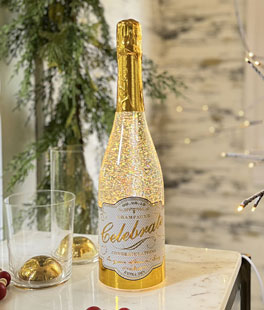 Champagne Bottle With Swirling Glitter  Lighted  Water Globe - NEW 2024