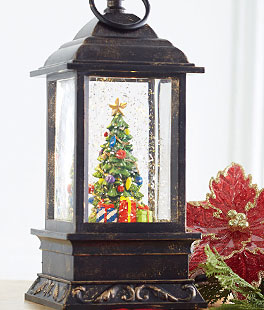 9.5 Inch Christmas Tree Lighted Musical Water Lantern with Timer