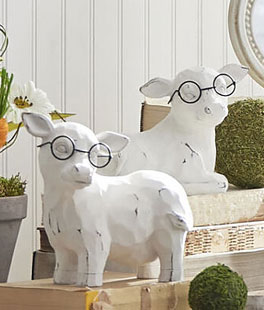 Set of 2 Cow With Glasses Decorative Figurine From RAZ - New