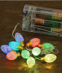 Everlasting Glow Crackle Glass Twinkling Lights - 10 Multi Color -  6 Hour Timer