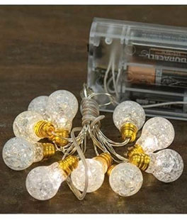 Everlasting Glow Crackle Glass Twinkling Lights - 10 Warm White - 6 Hour Timer