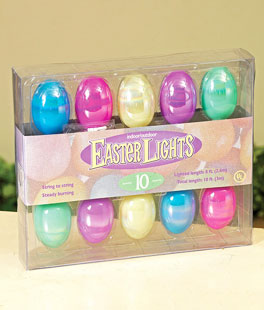 Easter Egg String Lights Indoor Outdoor - 10 Lit Multi Color Eggs