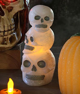 Battery Operated Wax Skulls Halloween Candle
