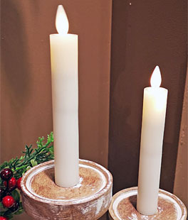 6 Inch Ivory (2 Pack ) Moving Flame Battery Operated Taper Candle - Remote Included