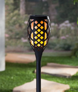 Solar Powered FireGlow Torch - 45 Inch Adjustable Height