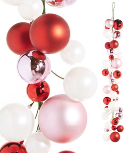4 Foot Pink Red and White Color Ball Garland