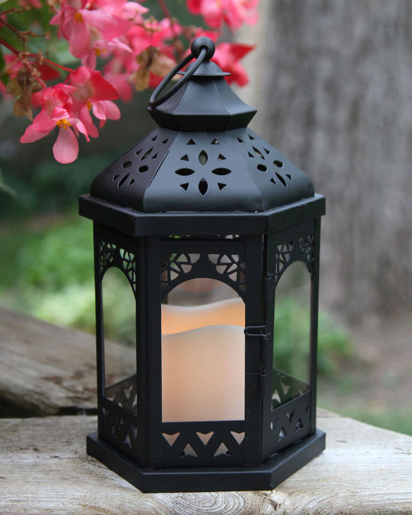 Outdoor Candle Lantern  12 Inch with Timer - Gazebo Style