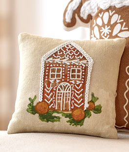 Gingerbread Pillow Embroidered 8" - NEW 2024