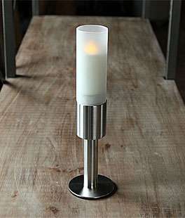 Stainless and Frosted Glass Tealight and Votive Holder - 11.25 Inch