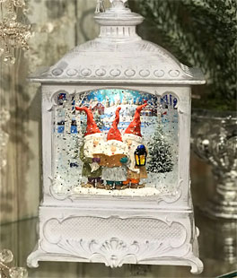 Caroling Gnomes Lighted Water Lantern With Swirling Glitter