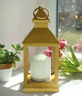 Harvest Candle Lantern - 9.5 Inch With 8 Hour Timer