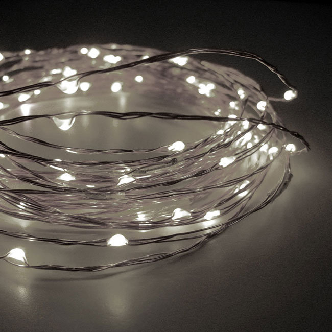 60 Warm White LED String Lights Battery Operated - 20 Feet with Timer