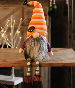 Halloween Gnome Shelf Sitter 16 Inch Plush With Beaded Legs