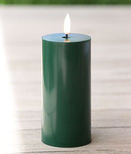 Dark Green Outdoor Flameless Candles Set of 3 - Timer