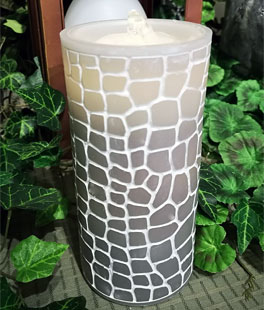 Grey Wax With Mosaic Design Aquaflame Fountain Candle - Remote Control Included