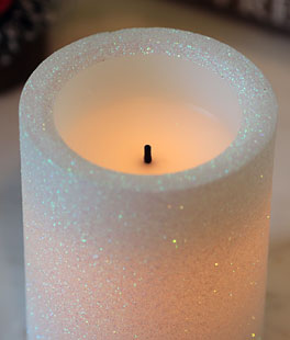 3 x 4 Inch Real Wax Pillar With Iridescent Glitter - 5 Hour Timer