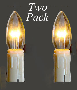 Set of 2 Dual-Glow Replacement Bulbs for Cordless Window Candles - Ivory Taper