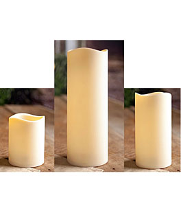 4.5 Inch Diameter Set Of 3 Flameless Large Outdoor Resin Candles - Timer Batteries Include