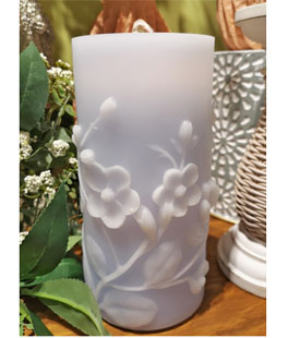 Lavender Wax With Jasmine Floral Design Aquaflame Fountain Candle - Remote Control Included