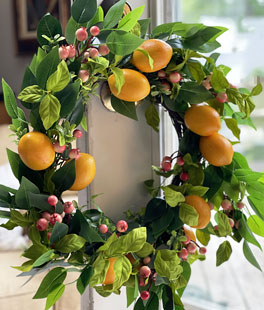 Lemon Wreath With Greenery and Berries - 24 Inch