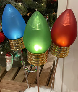 26 Inch Lighted Frosted Outdoor Christmas Light Bulb Pick - Set of 3