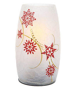 7 Inch Candle Impressions Lighted Crackle Glass Holiday Hurricane