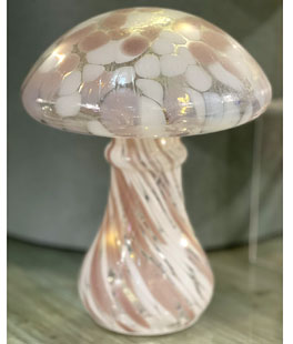 9.1"H Lighted Glass Mushroom Battery Operated - New 2025