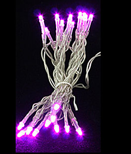 Battery LED Mini Lights 20 Pink Bulbs Transparent  Wire