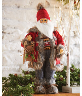 Nordic Santa Figurine With Sled - 19.5 Inch