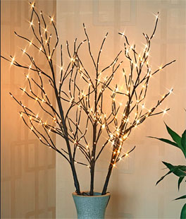 Outdoor 39 Inch Lighted Branch With 96 Warm White Lights - Twinkle or Steady