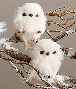 White Owl Ornaments Set of 2 Assorted - 4 Inch
