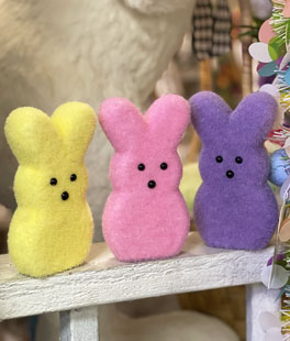 6 Inch Peeps Flocked Easter Bunny Set of 3